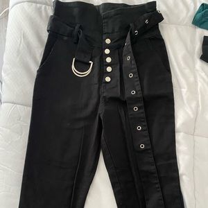 High waisted belted pants